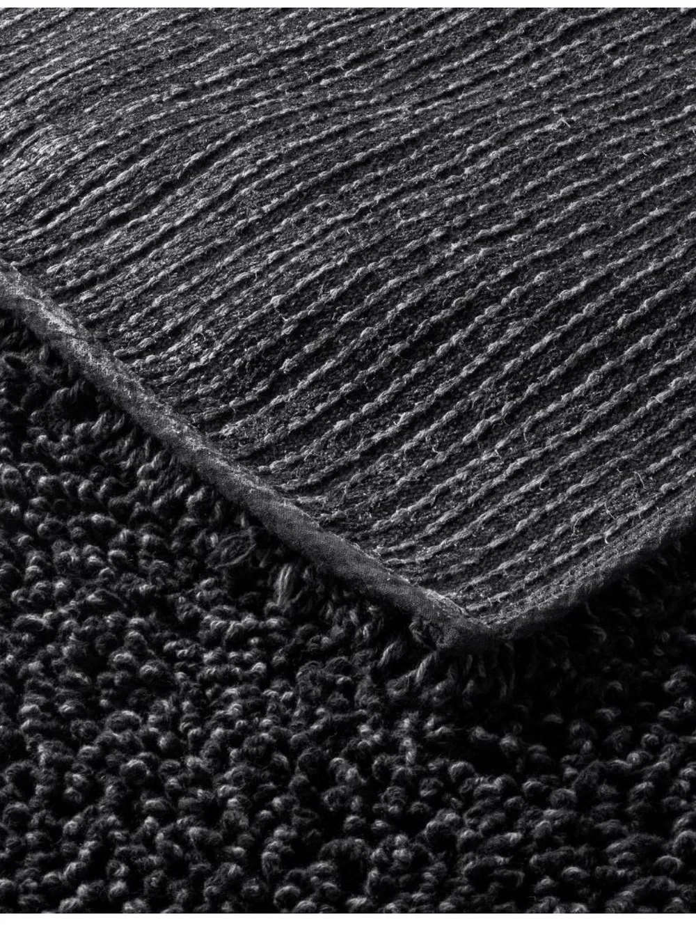 New Casaluna Cotton Looped Bath Rug Black 40x24” Large Bath Rug Melange Machine